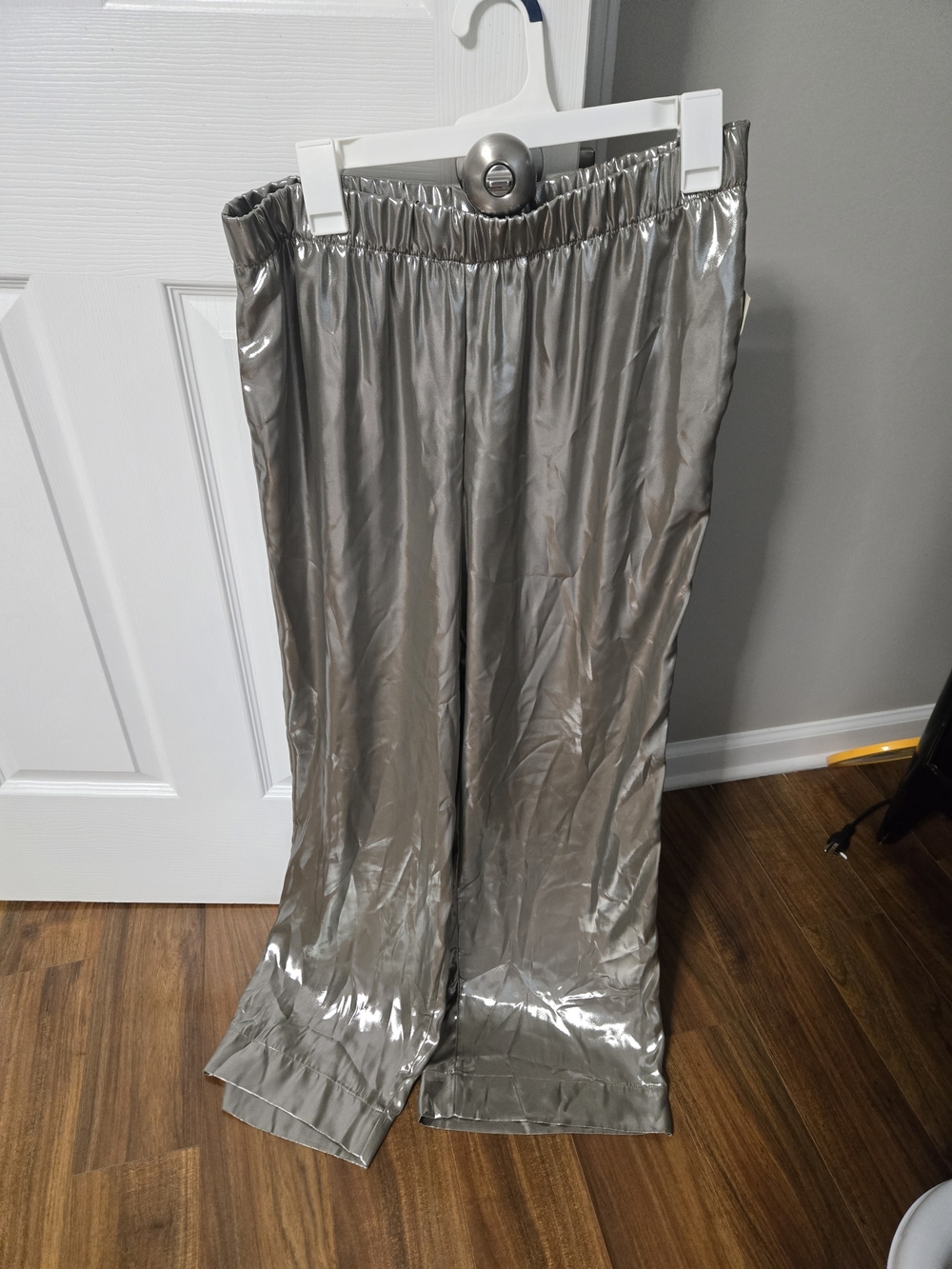 a new day Shiny Silver Wide-Leg Pull-On Pants
